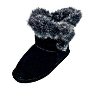 Bear Paws Youth Betsy Black Suede/ Fur Collar Boots Size 1